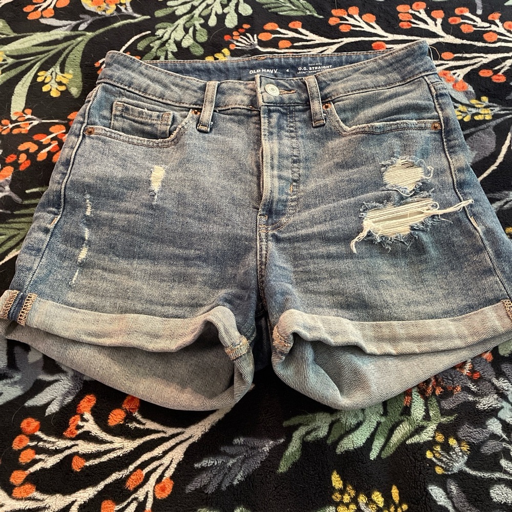 Old Navy Blue Distressed Jean Shorts